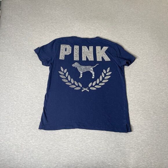 Victoria’s Secret PINK Vintage Bling Campus Short-Sleeve Crew Tee Shirt Top - Picture 10 of 12